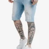 Sik Silk Herren Shorts Distressed Denim In Blau 8